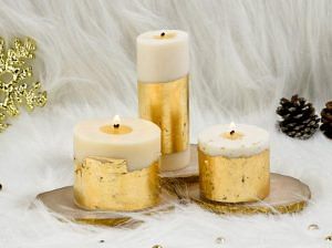 Joy White Gold Pillar Candles Cinnamon Roll