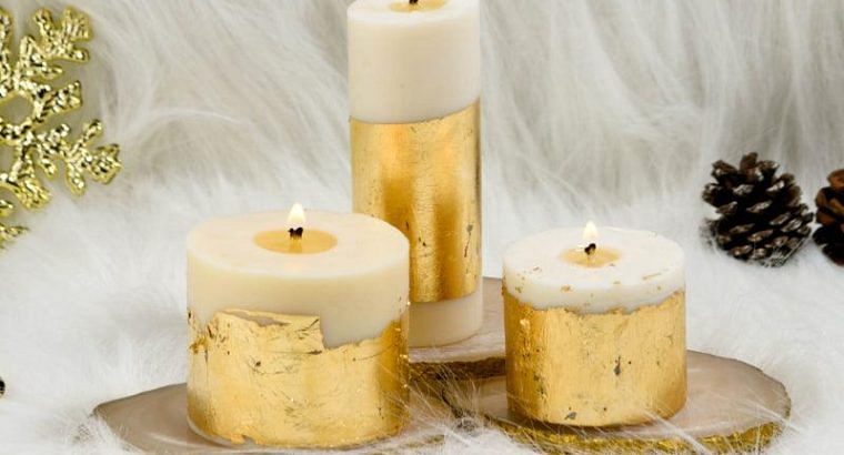 Joy White Gold Pillar Candles Cinnamon Roll