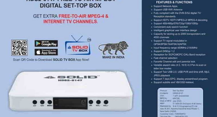 SOLID HDS2-6147 DVB-S2/MPEG-4 FullHD FTA Set-Top B