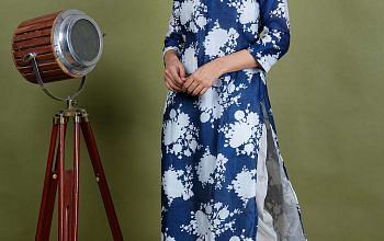 Floral Print cotton Kurta Set, Mul Chanderi 2 Piece Kurta Set